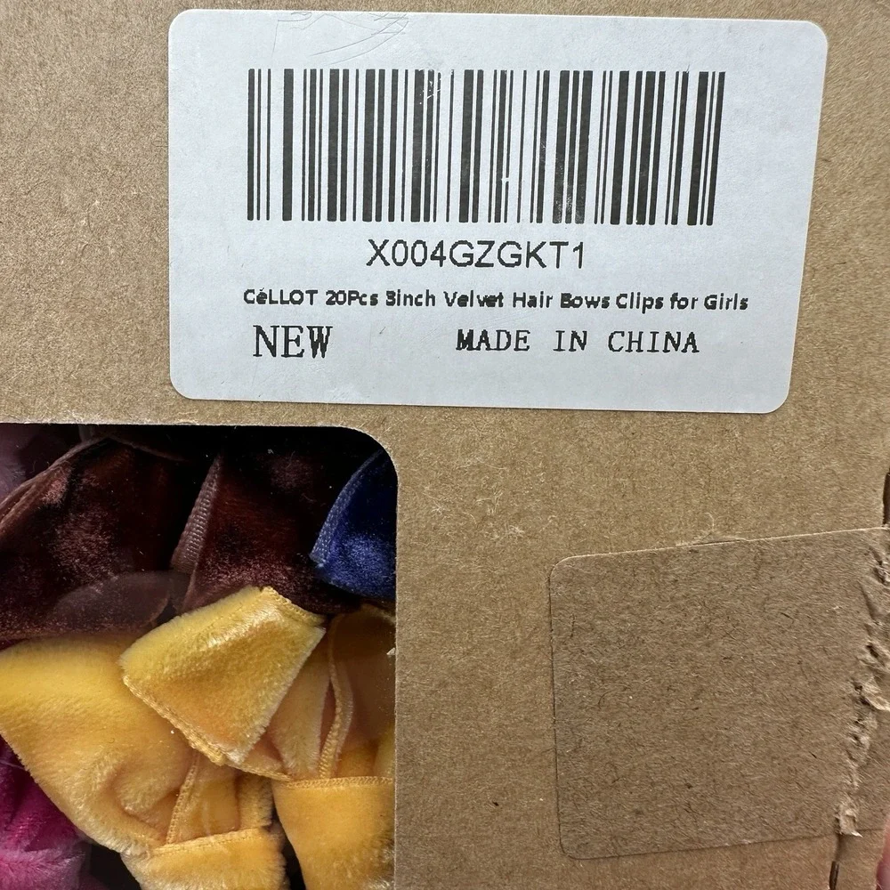 Velvet‎ Hair Bows Clips Lot 20 Girls 3 Inch Multicolor New